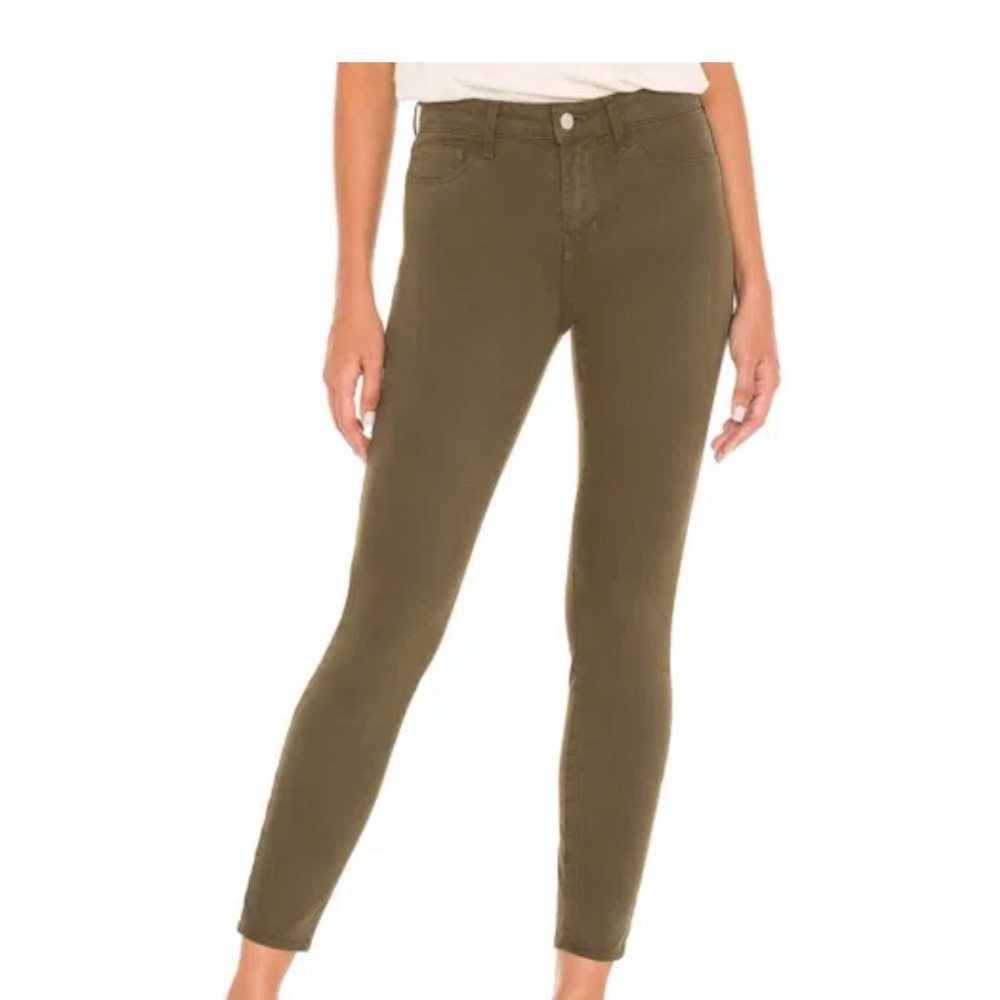 L'AGENCE Margot High Rise Skinny Pants Womens 24 Olive Green Slim Stretch New